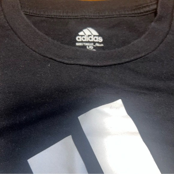 Adidas Youth XL (14/16) Black White Graphic Logo Long Sleeve Crew Neck Shirt - Picture 2 of 5